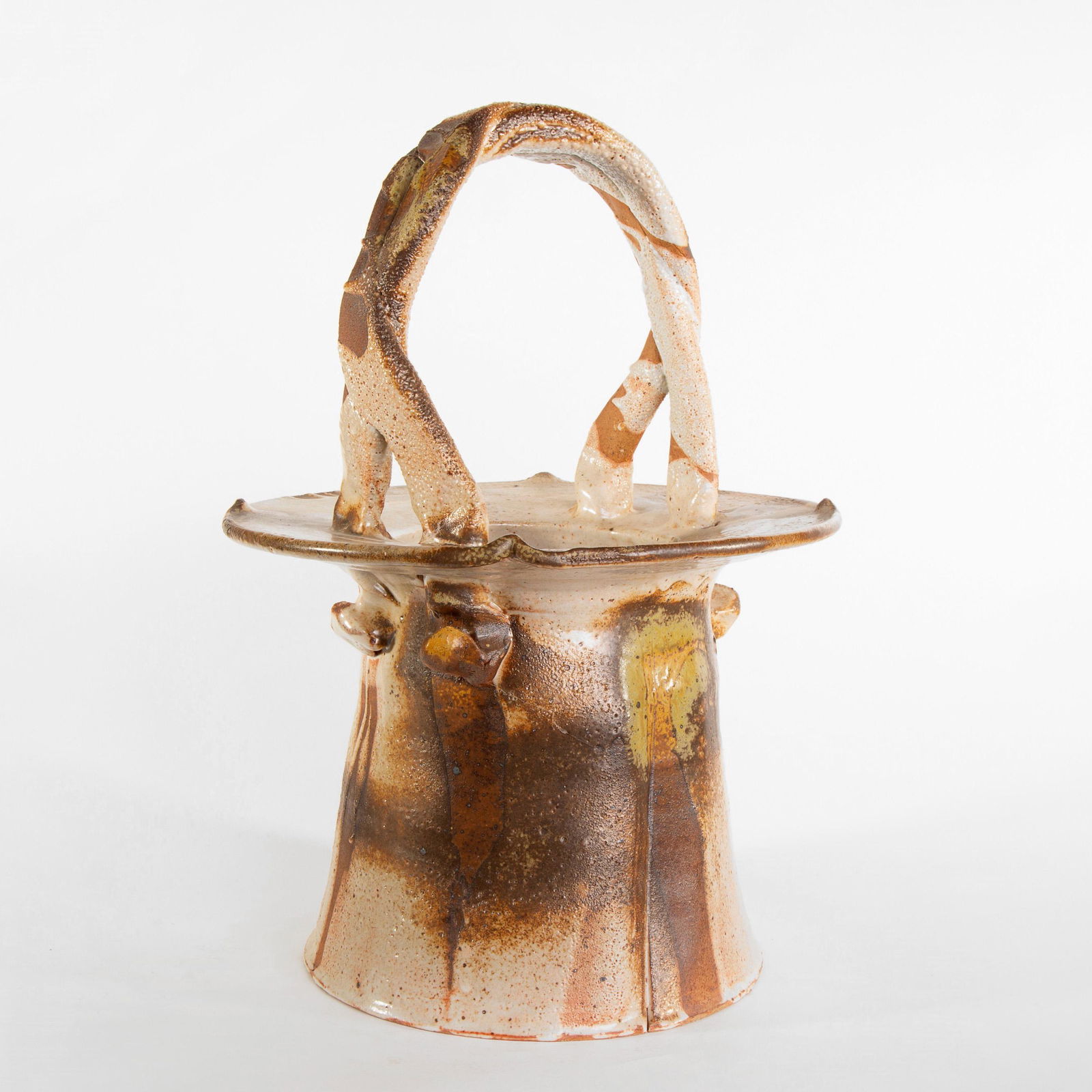 Ken Ferguson, Stoneware Basket with Handle, 1980 (1 of 4)