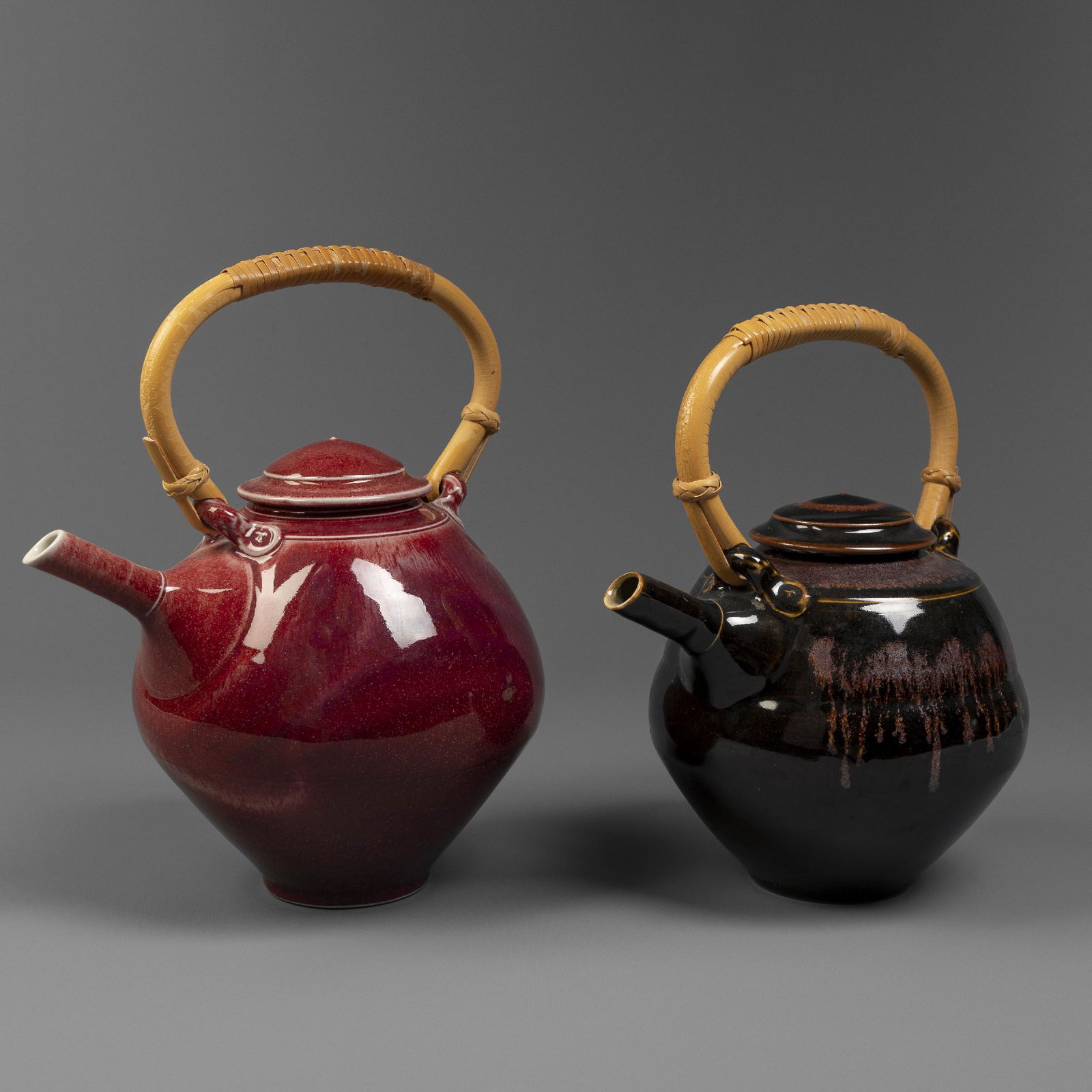Tom Turner, Pair of Bamboo Handled Teapots (1 of 2)