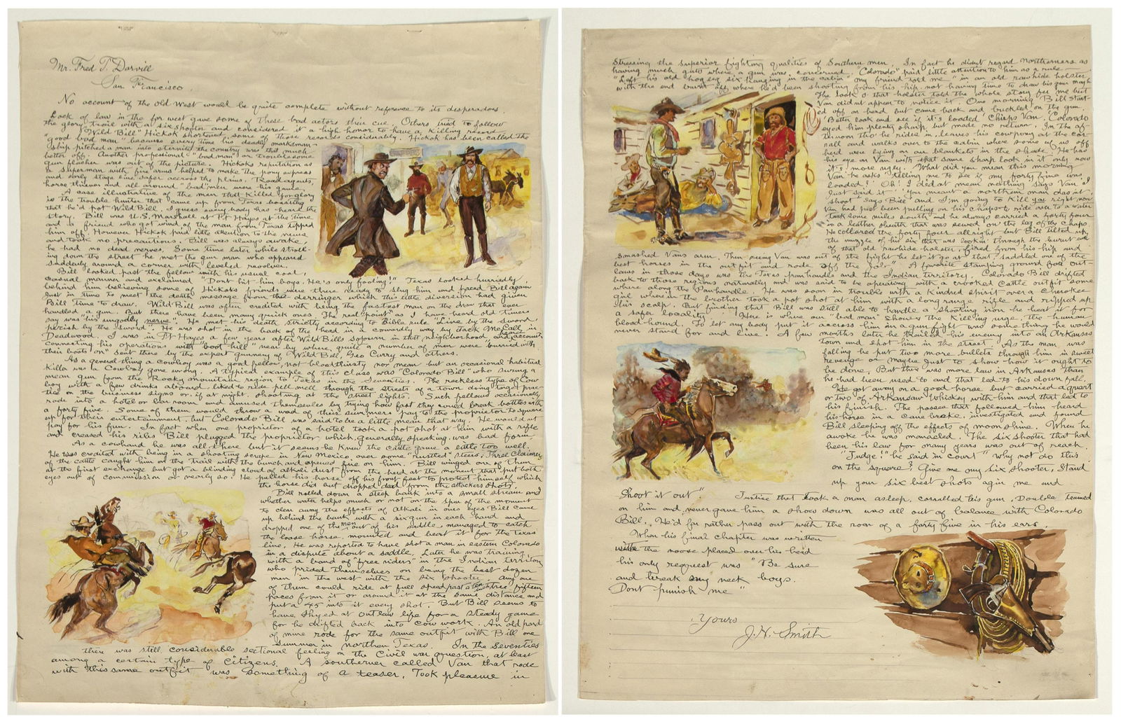 Jerome Howard Smith, Letter to Fred Darville (1 of 3)