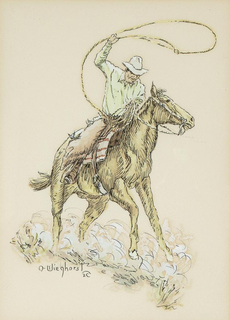 Olaf Wieghorst, Untitled (Roping Cowboy) (1 of 2)