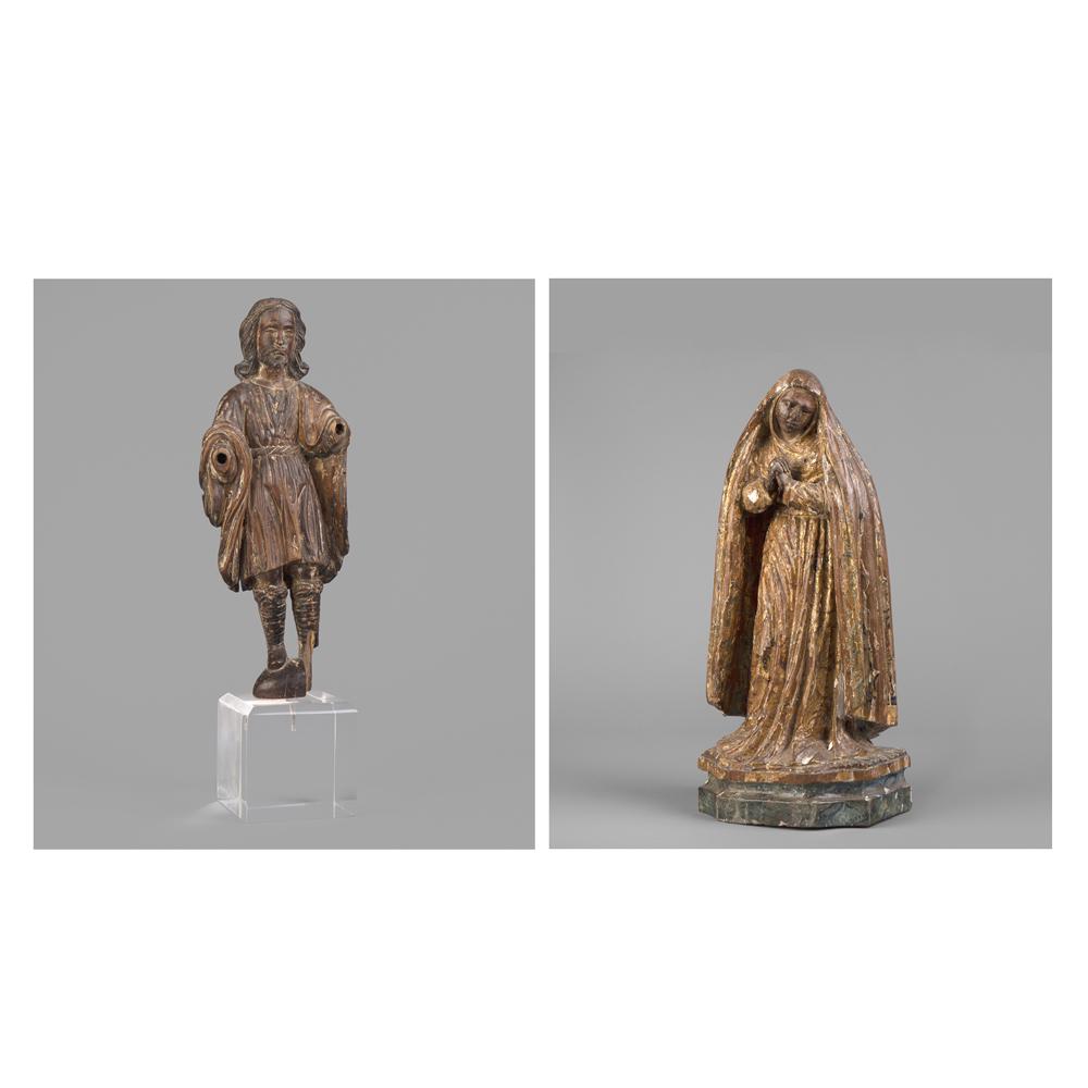 Spanish Colonial, Two Small Saint Figures, 19th Century (1 of 7)