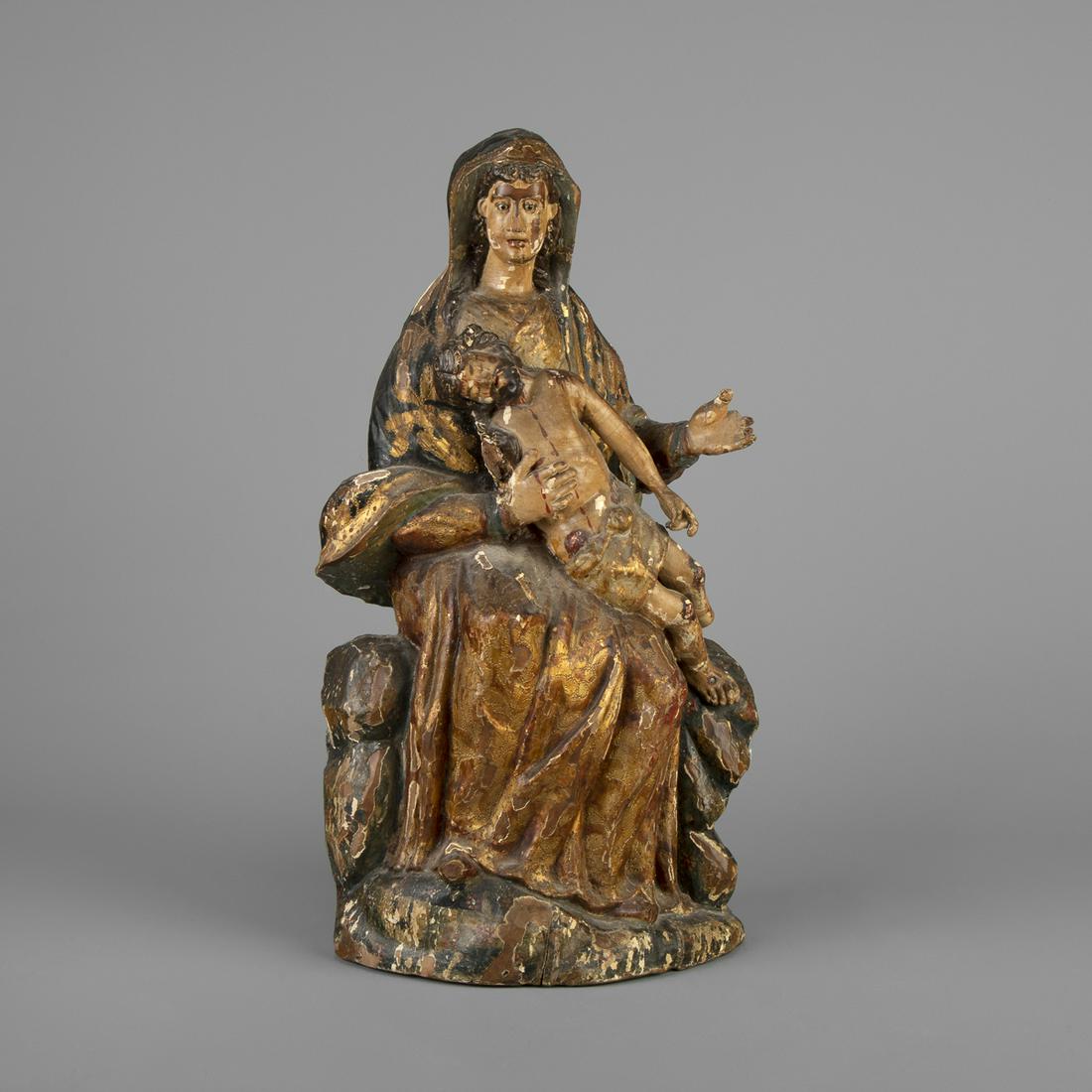 Spanish Colonial, Mexico, Bulto of Madonna and Christ: Spanish Colonial, Mexico Bulto of Nuestra Señora and Christ, 19th Centurycarved wood, gesso, pigment15 1/4 x 8 1/2 x 6 in. (38.74 x 21.59 x 15.24 cm.) Private Collection, New Mexico