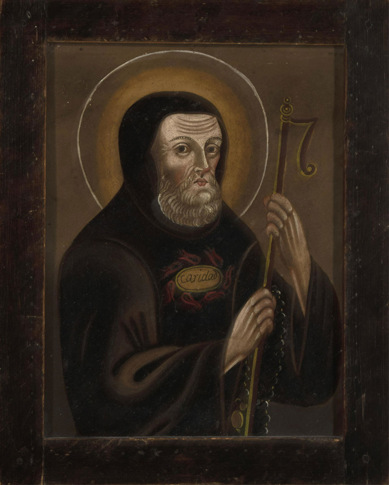 Spanish Colonial, Retablo of Saint of Charity, 19th (1 of 2)