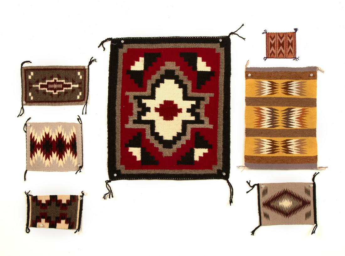 Diné [Navajo], Group of Seven Miniature Textiles, ca. (1 of 2)