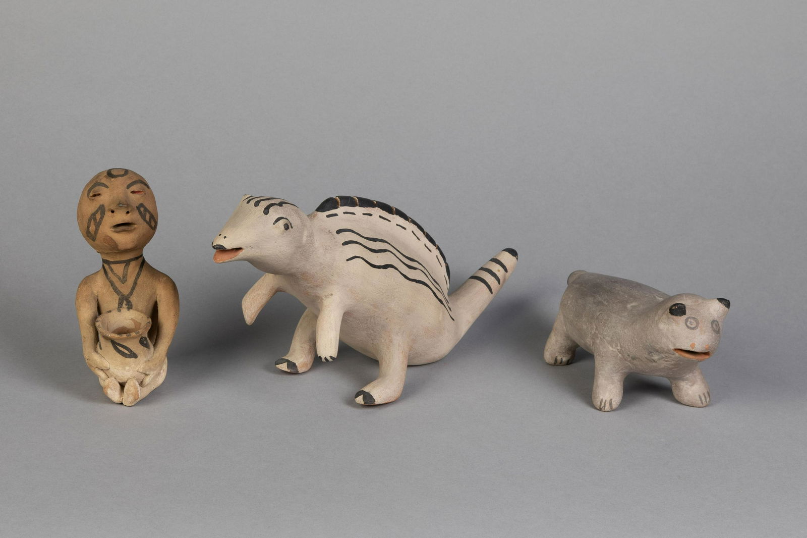 Tesuque and Cochiti, Group of Three Pottery Figures (1 of 2)