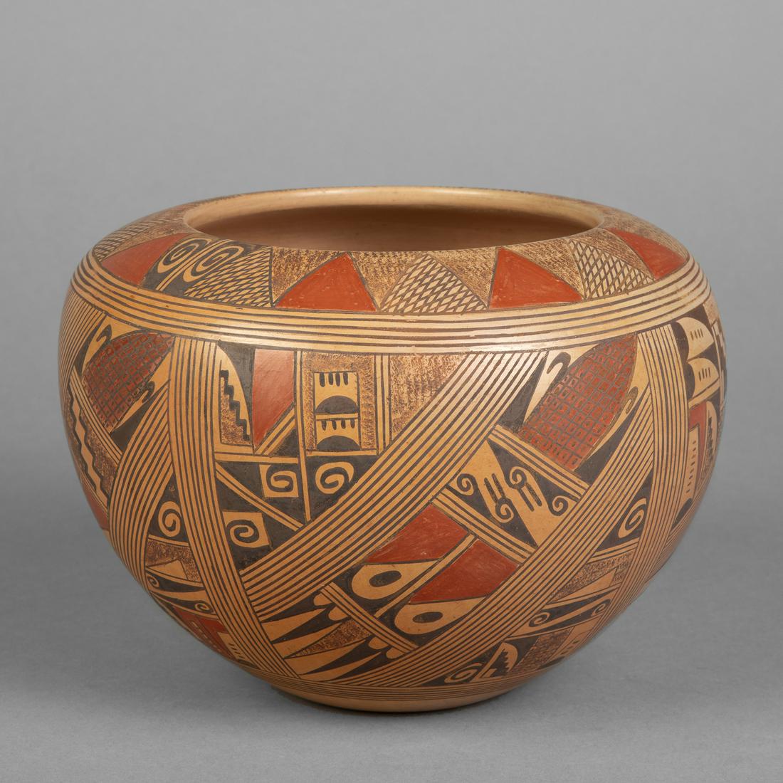 Hopi, Beth Sakeva, Polychrome Fine Line Bowl, ca. 1980 (1 of 3)