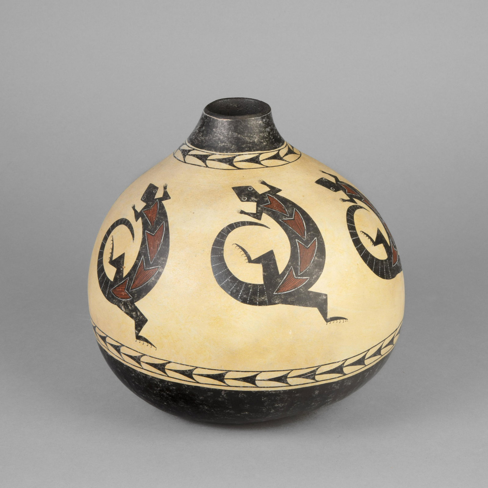 Ron Rivera, 'Mimbres Lizards' Painted Gourd, 1986-87 (1 of 2)