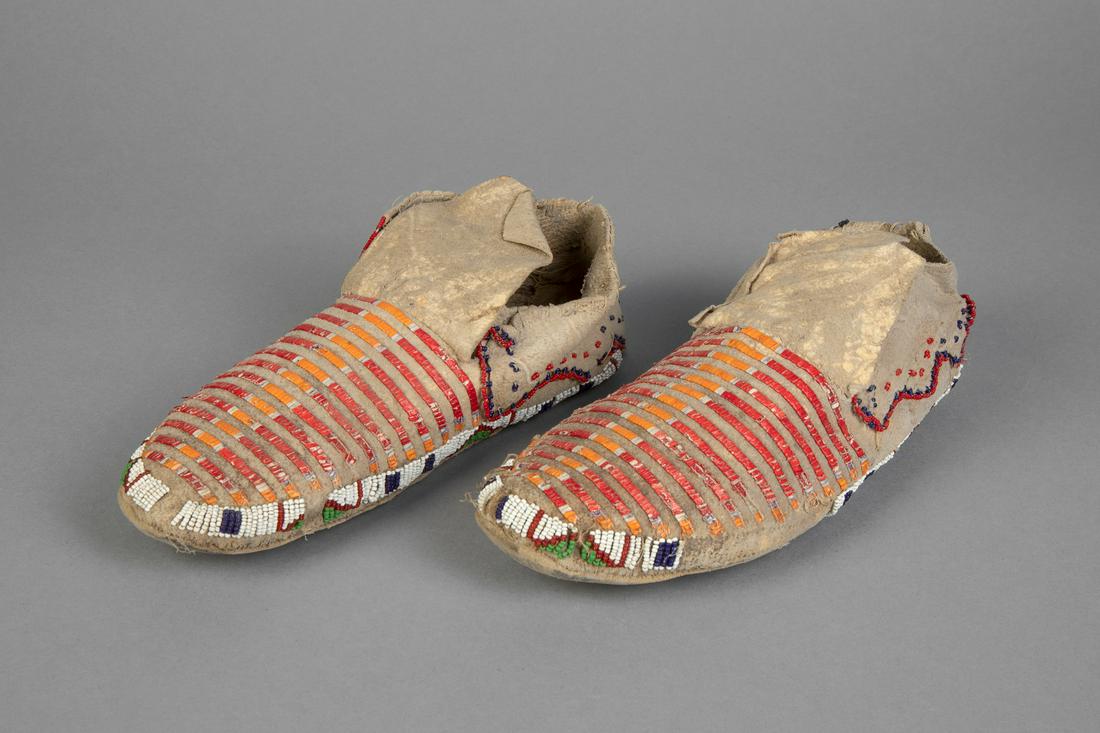 Sioux, Pair of Quilled and Beaded Hide Moccasins, ca. (1 of 2)