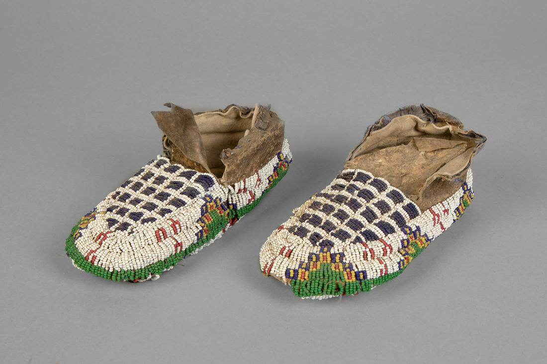 Sioux, Pair of Beaded Bottom Hide Moccasins, ca. (1 of 3)