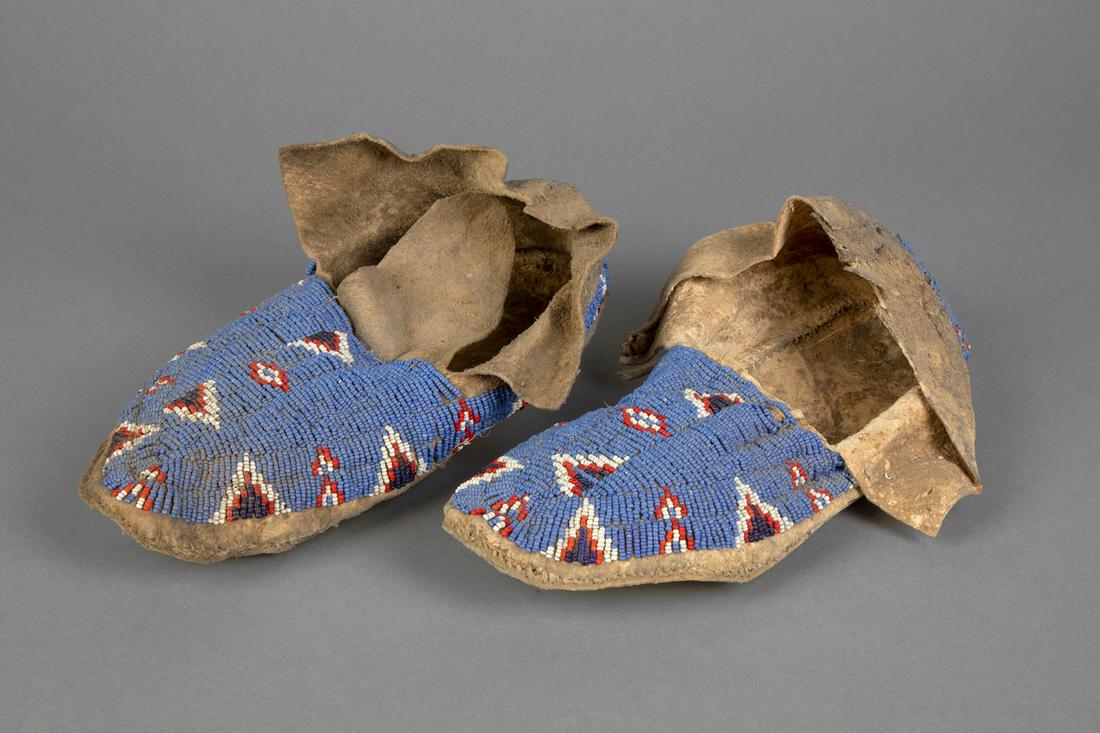 Plains, Pair of Beaded Hide Moccasins, ca. 1920 (1 of 2)