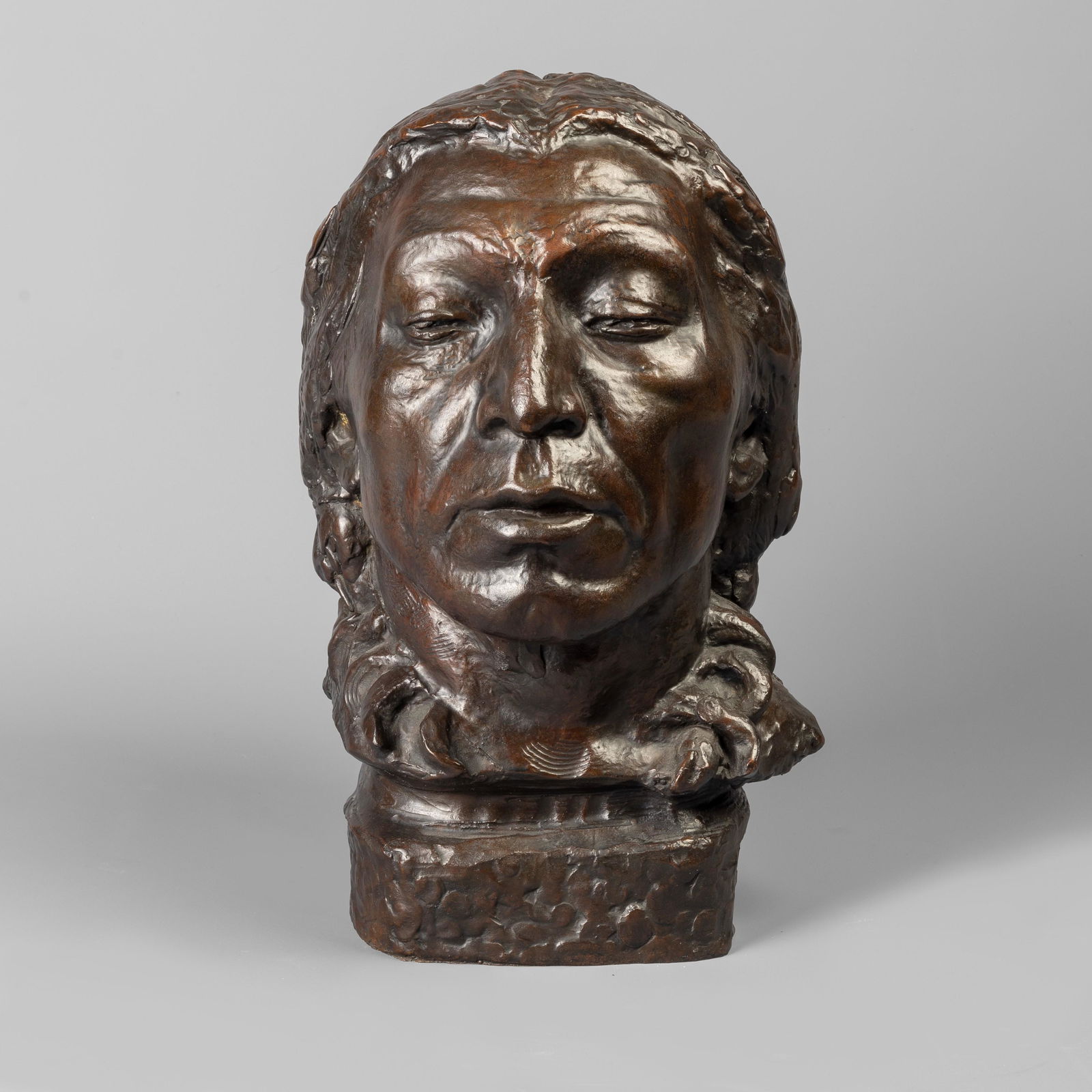 James Earle Fraser, White Eagle, 1919/1967: James Earle Fraser(1876 - 1953)White Eagle, modeled 1919, cast 1967bronzeinscribed near base: #5 J.E. FRASER / © S. U.inscribed at base: Modern Art Fdry N.Y.*The original plasters for these scul