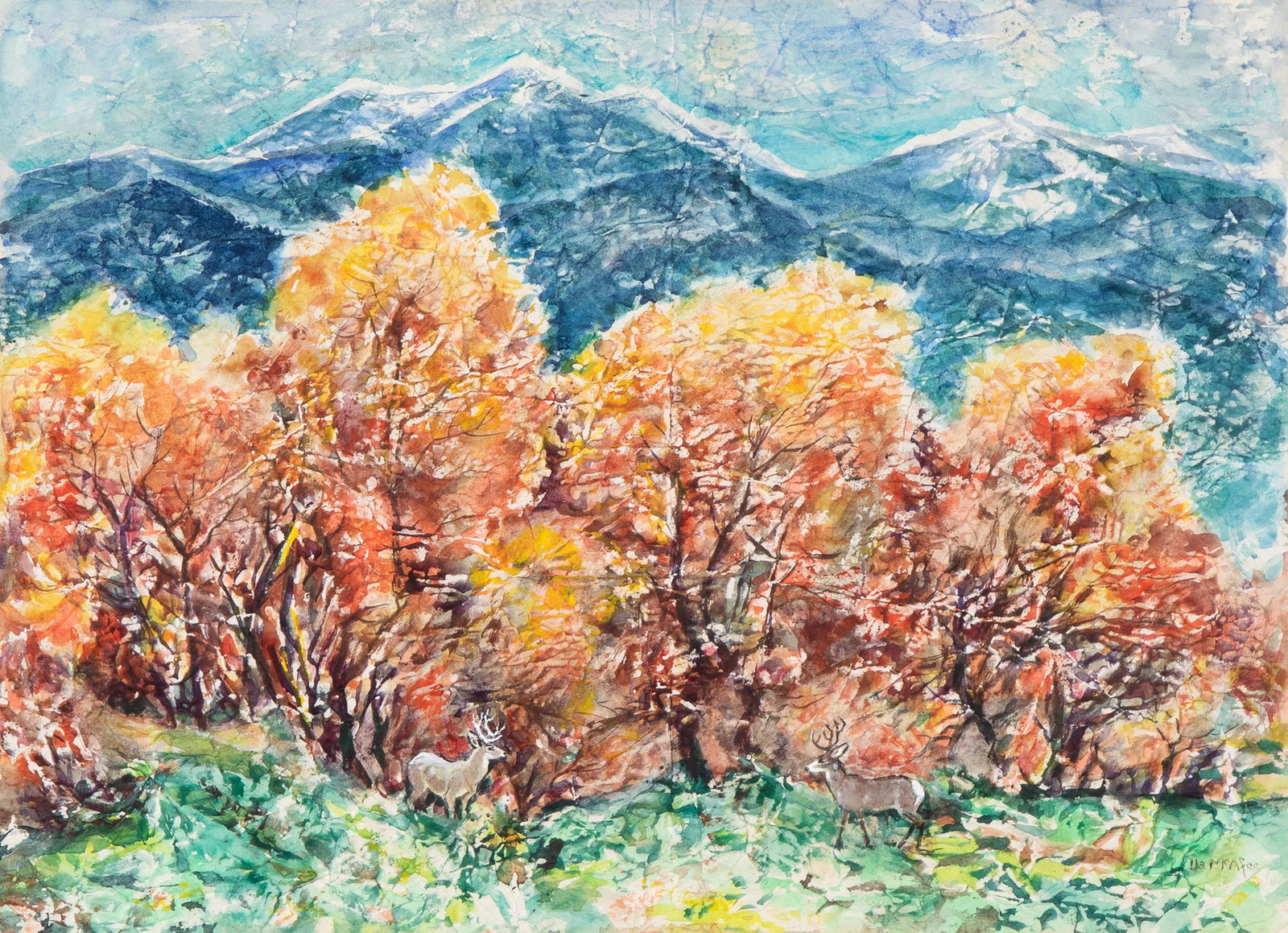 Ila McAfee, Fall Landscape with Stag (1 of 2)