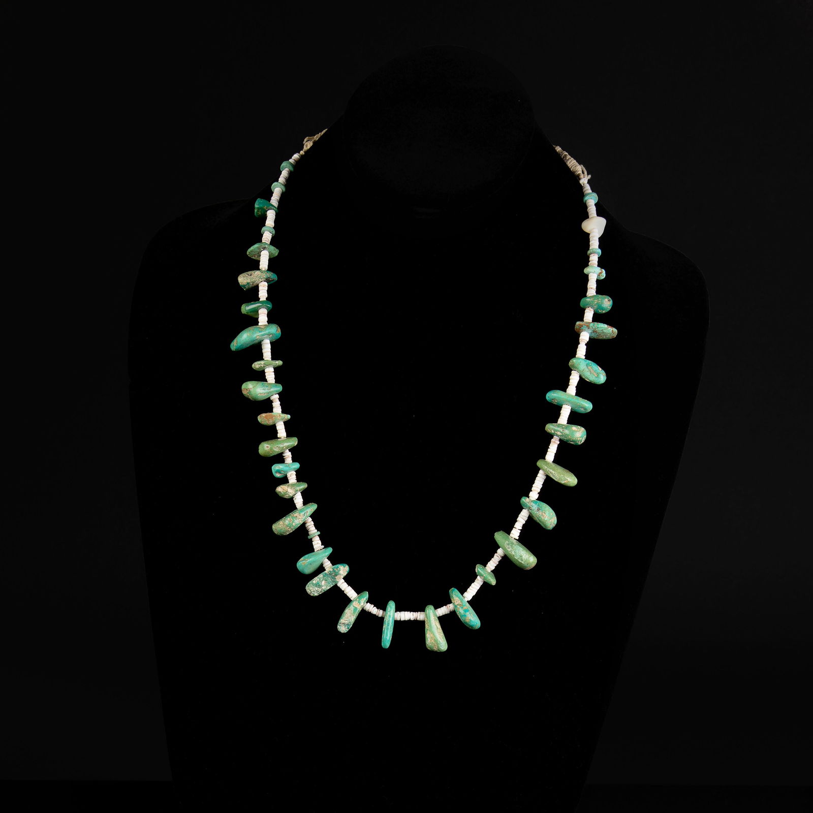 Pueblo, Royston Turquoise Tab and Heishi Necklace, ca. (1 of 2)