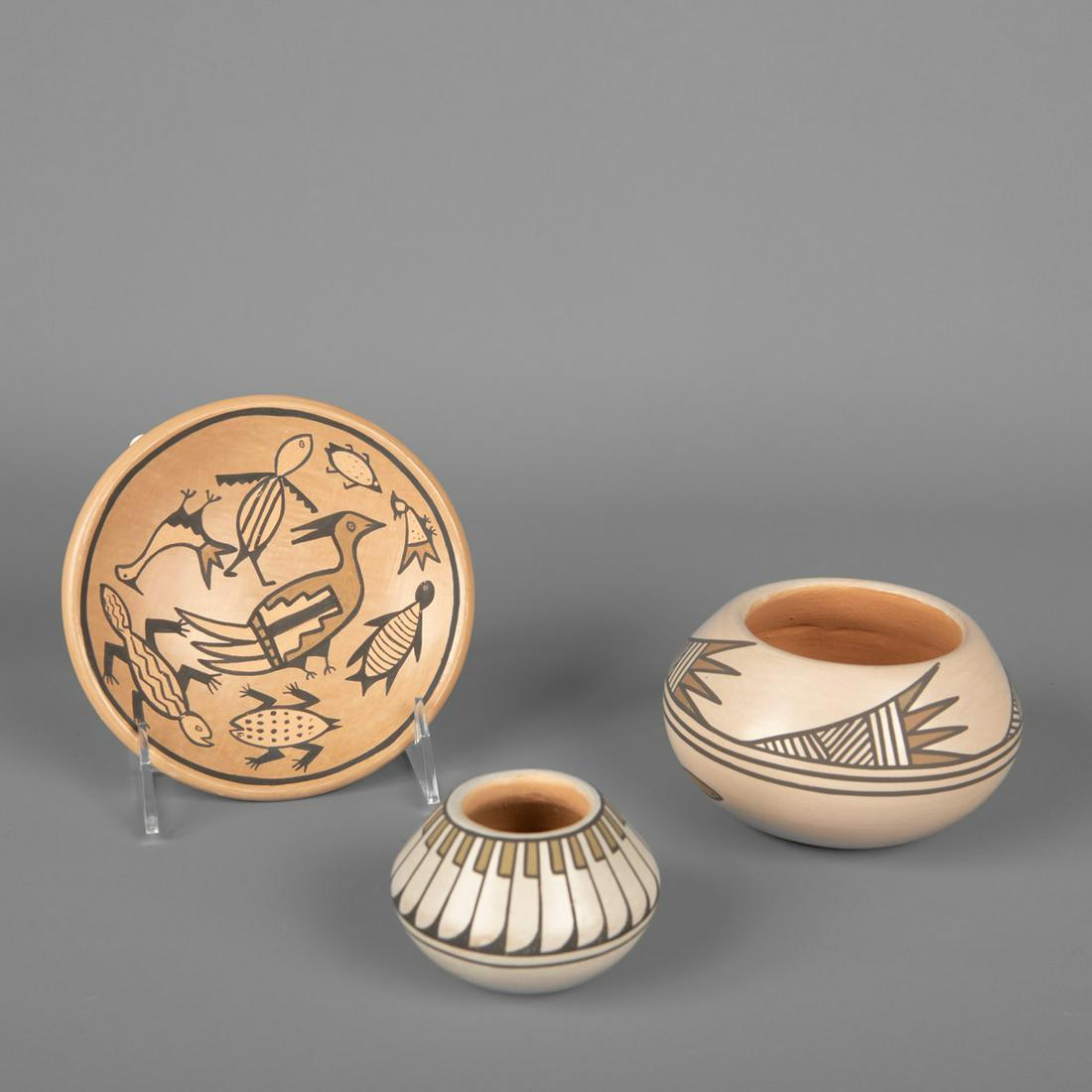 San Ildefonso, Blue Corn, Group of Three Pottery (1 of 3)