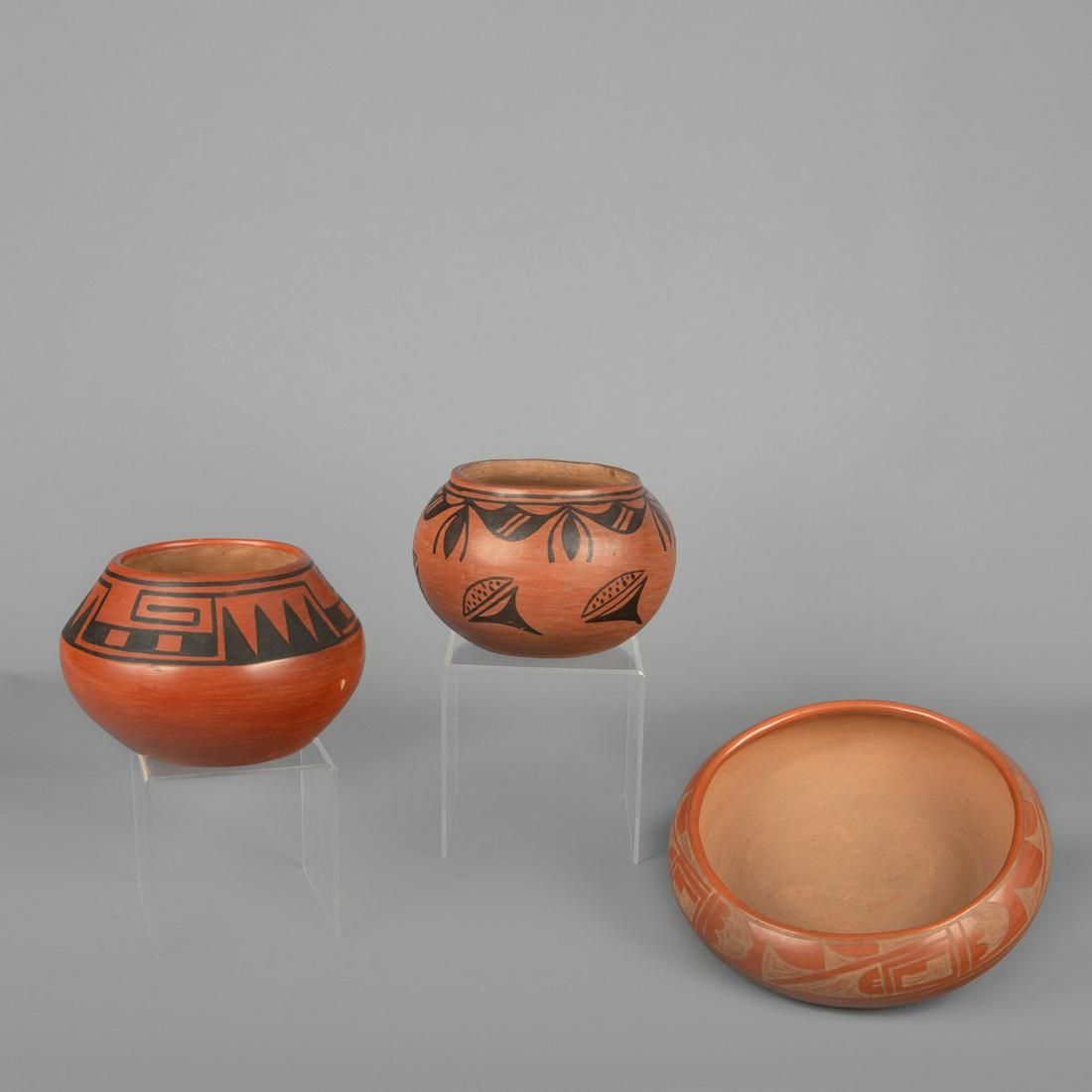 San Ildefonso, Group of Three Pottery Bowls (1 of 2)