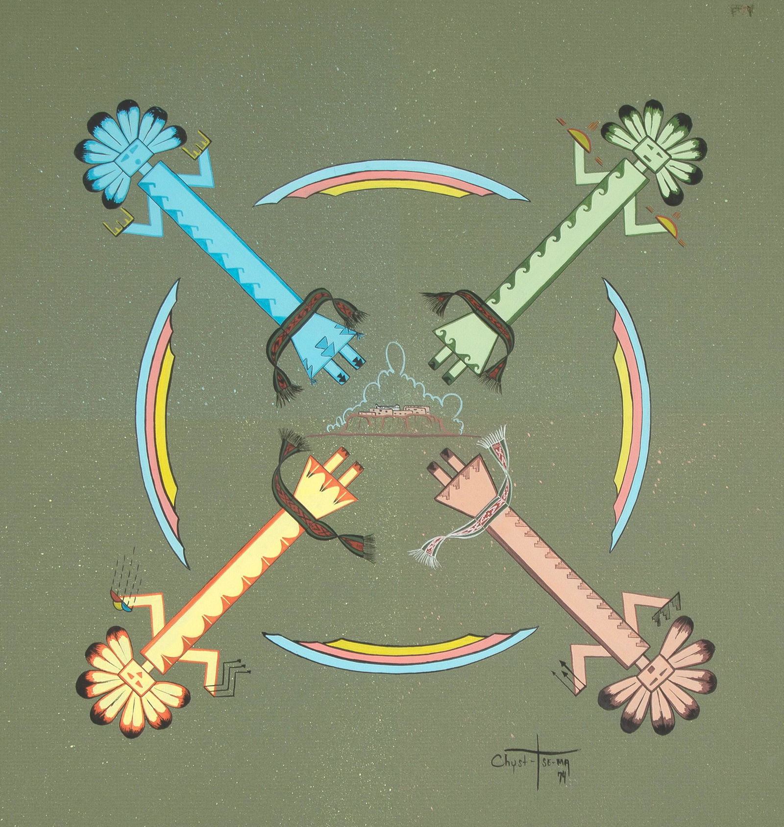 Christopher Thomas [Chyst-Tse-Ma], Untitled (Four Yei Bi Chai Figures), 1974 (1 of 2)