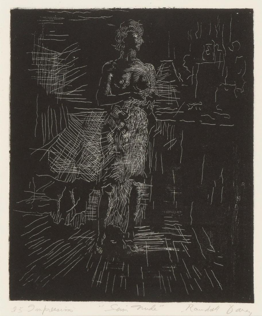 Randall Davey, Semi Nude: Randall Davey(1887 - 1964)Semi Nudelithograph, edition of 35signed lower right: Randall Daveyeditioned lower left: 35 Impressionstitled lower center: "Semi Nude"9 1/2 x 8 in. (24.13 x