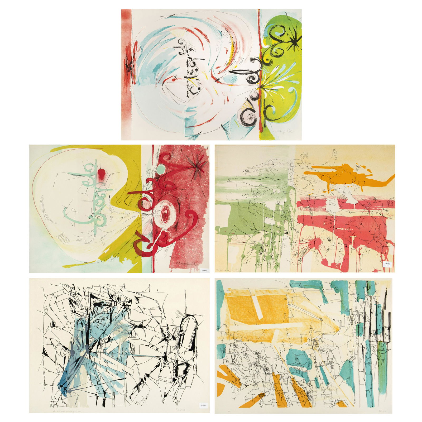 Dimitri Petrov, Five Lithographs: Dimitri Petrov(1919 - 1986) Five LithographsUntitled color lithographinscribed lower right: To Nathan, from Petrov22 x 30 in. (55.88 x 76.20 cm.
