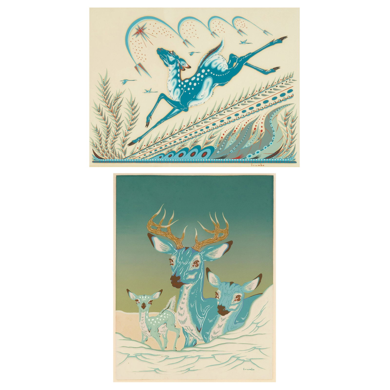Woody Crumbo, Two Serigraphs (Deer) (1 of 5)
