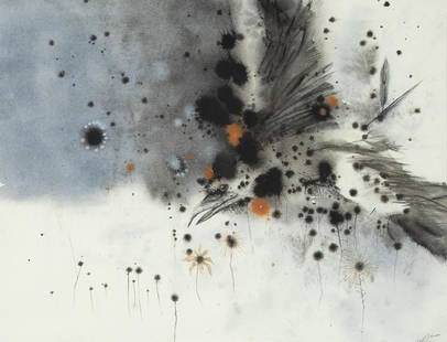 Paul Pletka, Untitled (Raven): Paul Pletka (b. 1946) Untitled (Raven) watercolor and ink on paper signed lower right: Johnson* *Paul Pletka was born William Paul Johnson, he later changed his name to his mother's maiden name,