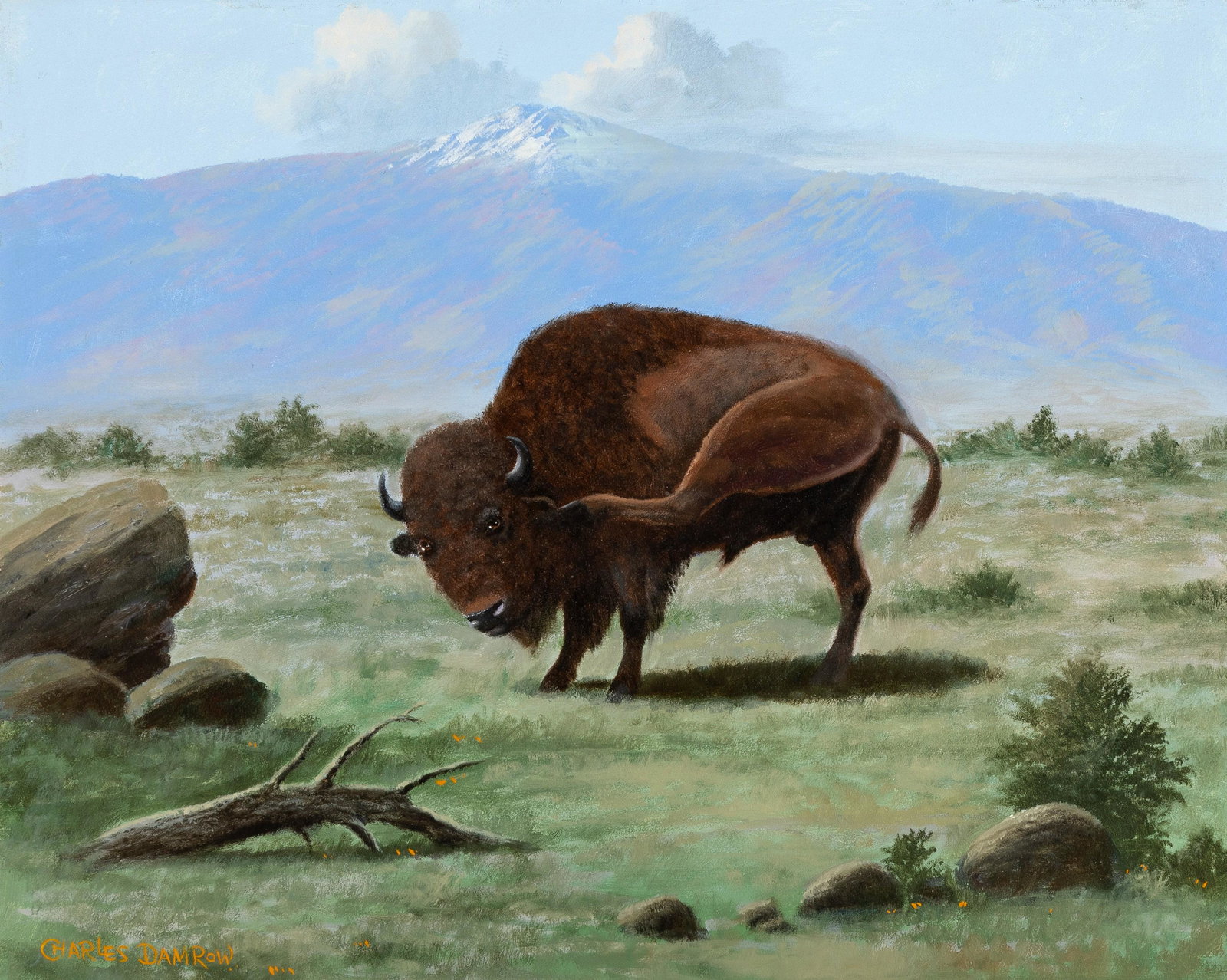 Charles Damrow, Untitled (Scratchin' an Itch): Charles Damrow(1916 - 1989)Untitled (Scratchin' an Itch)oil on panelsigned lower left: Charles Damrow16 x 20 in. (40.64 x 50.80 cm.), Frame: 20 3/4 x 24 3/4 x 1 3/4 in. (52.71 x 62.87 x 4.45 cm.) Priv