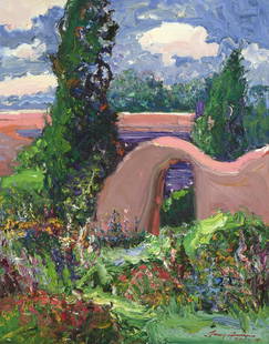 Jerry Jordan, Untitled (Adobe Flower Garden): Jerry Jordan(b. 1944)Untitled (Adobe Flower Garden)oil on canvassigned and inscribed lower right: Jerry Jordan / T.a.o.s.30 x 24 in. (76.20 x 60.96 cm.), Frame: 38 5/8 x 32 5/8 x 3 in. (98.11 x 82.87