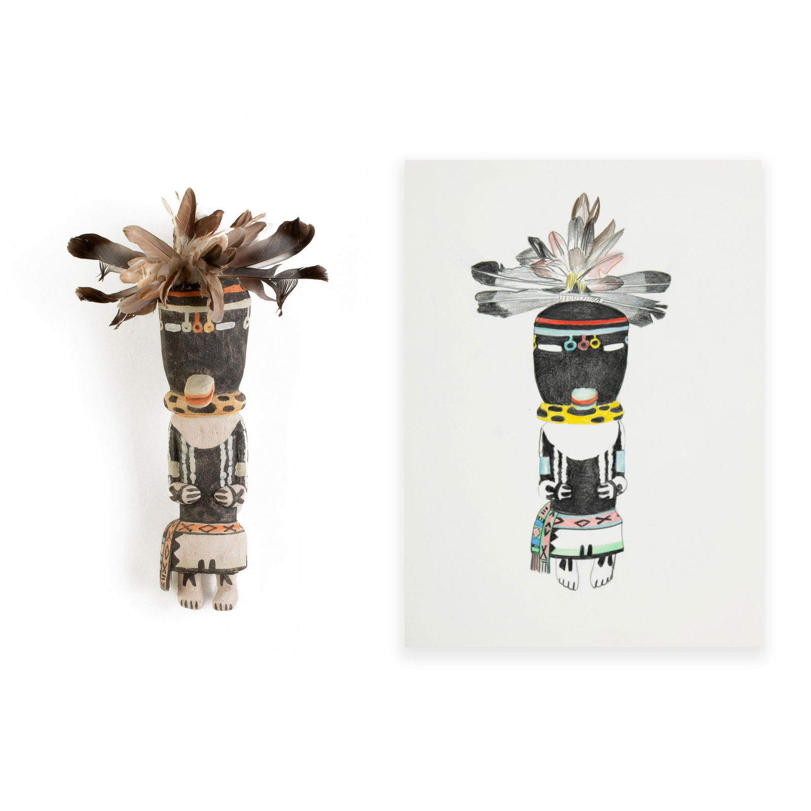 Manfred Susunkewa + Charles Loloma, Manang.y (Lizard) Katsina and Drawing (1 of 6)