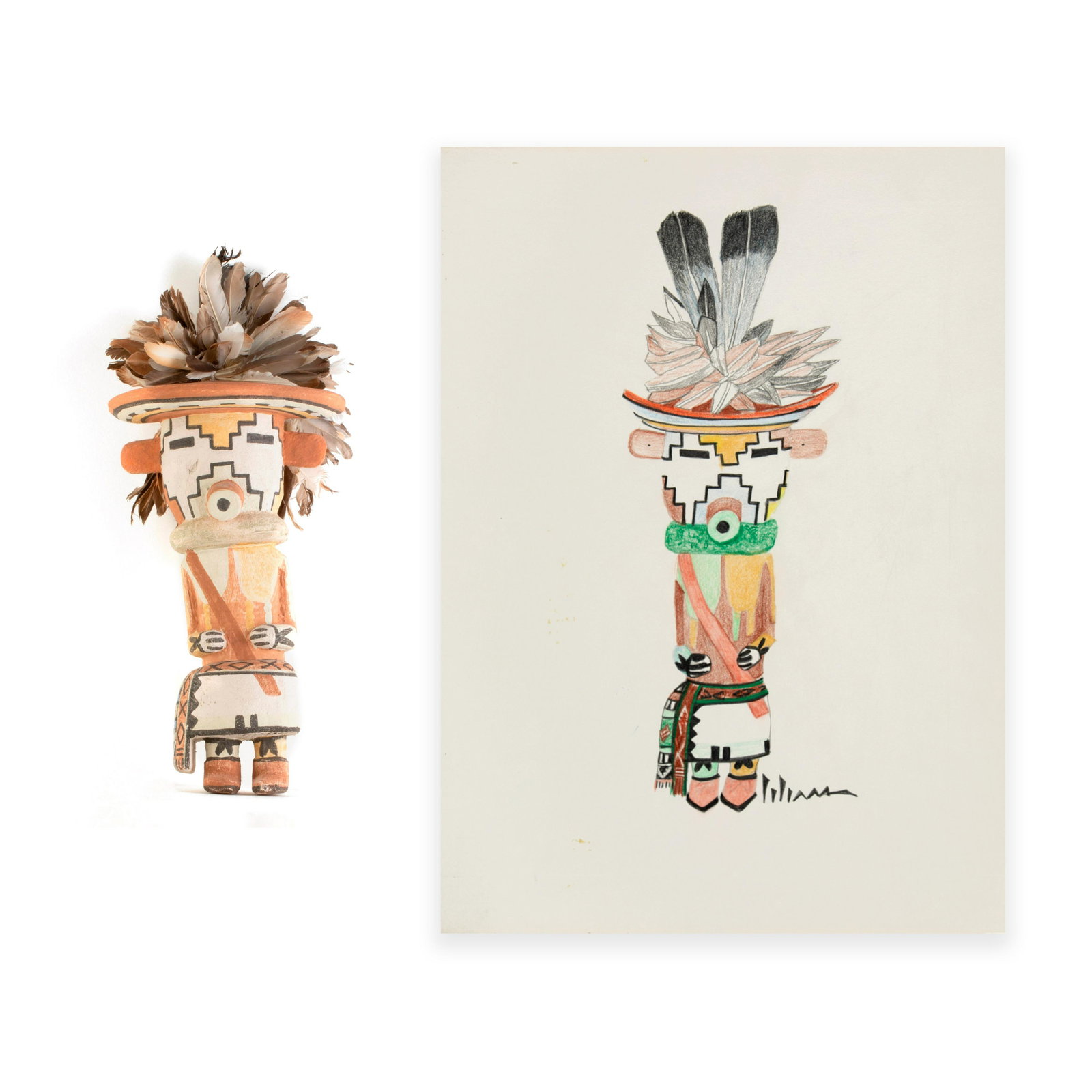 Manfred Susunkewa + Charles Loloma, Nuvak'china (Snow) Katsina and Drawing (1 of 6)