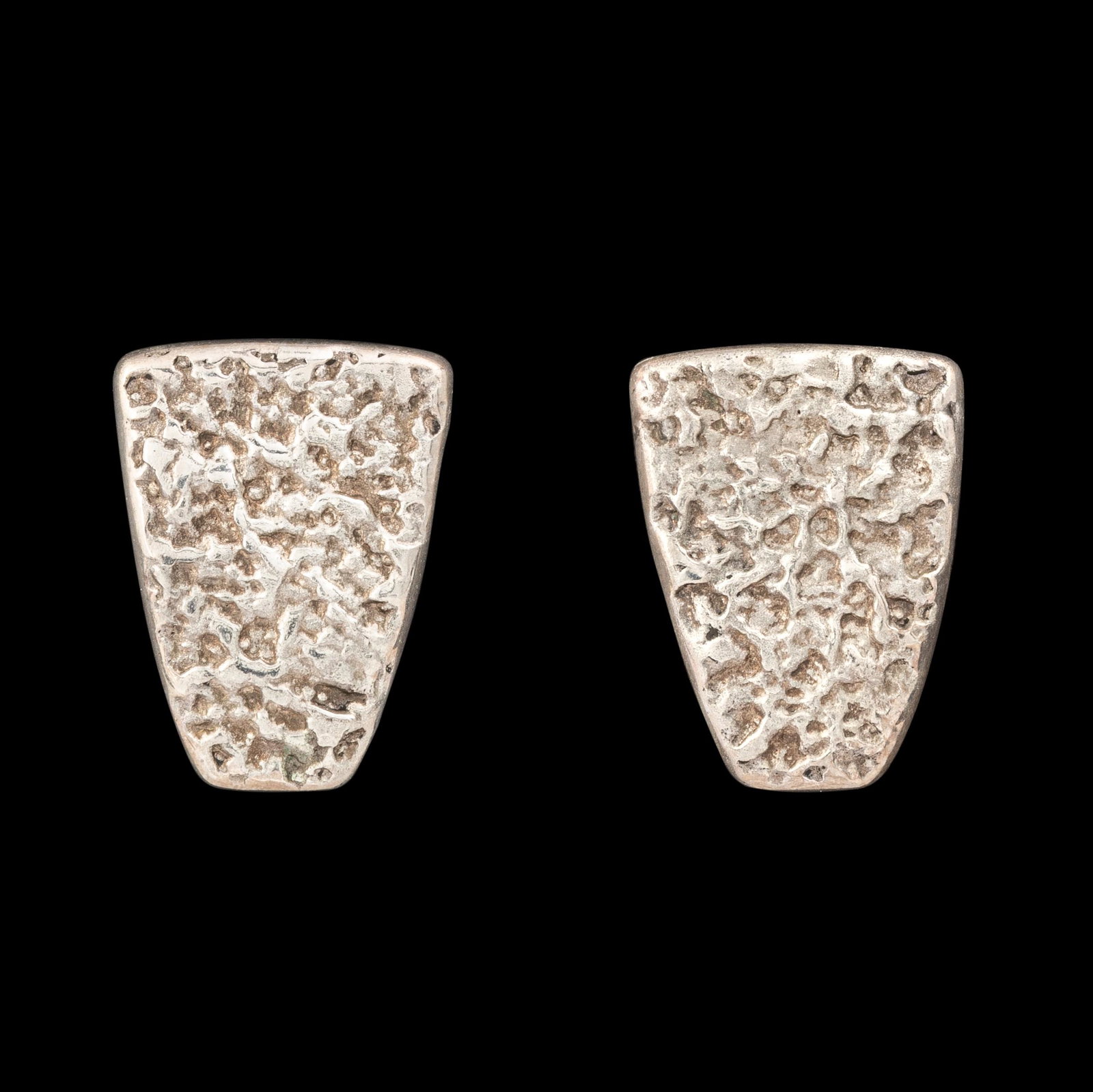 Charles Loloma, Pair of Tufa Cast Silver Earrings (1 of 2)