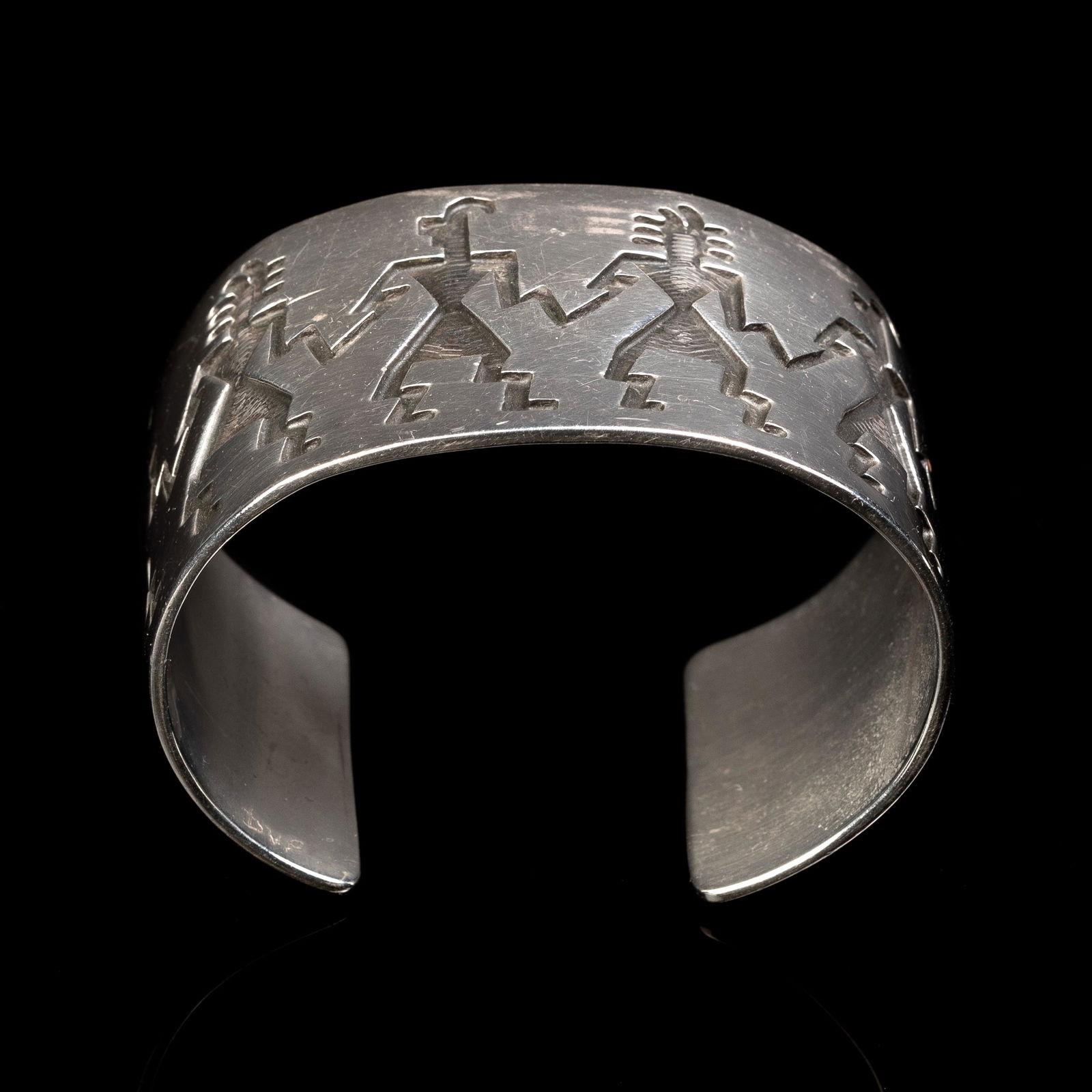 San Ildefonso, Silver Engraved Cuff with Dancers, ca. 1970s (1 of 3)