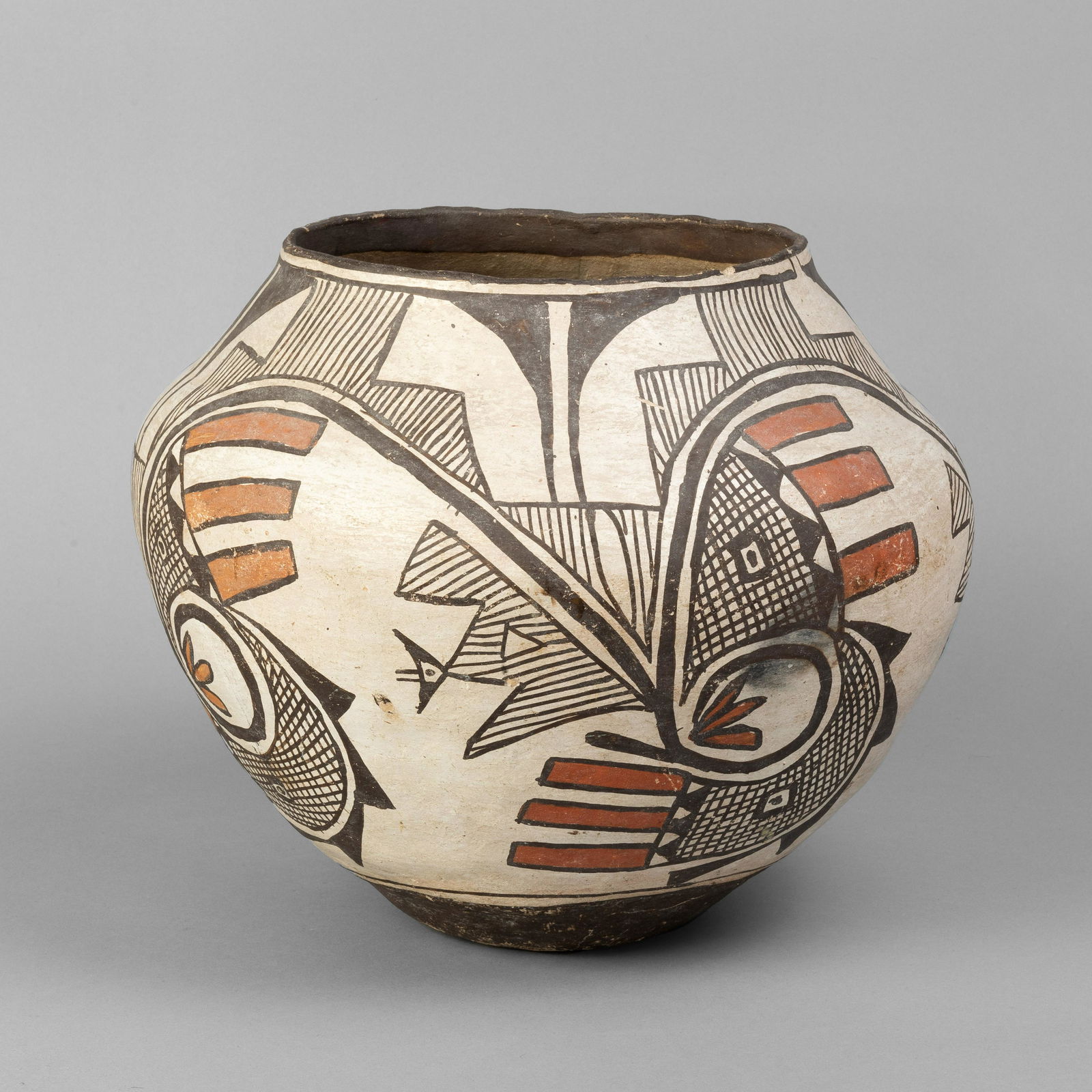 Zuni, Polychrome Water Jar with Rainbird, ca. 1915 (1 of 4)