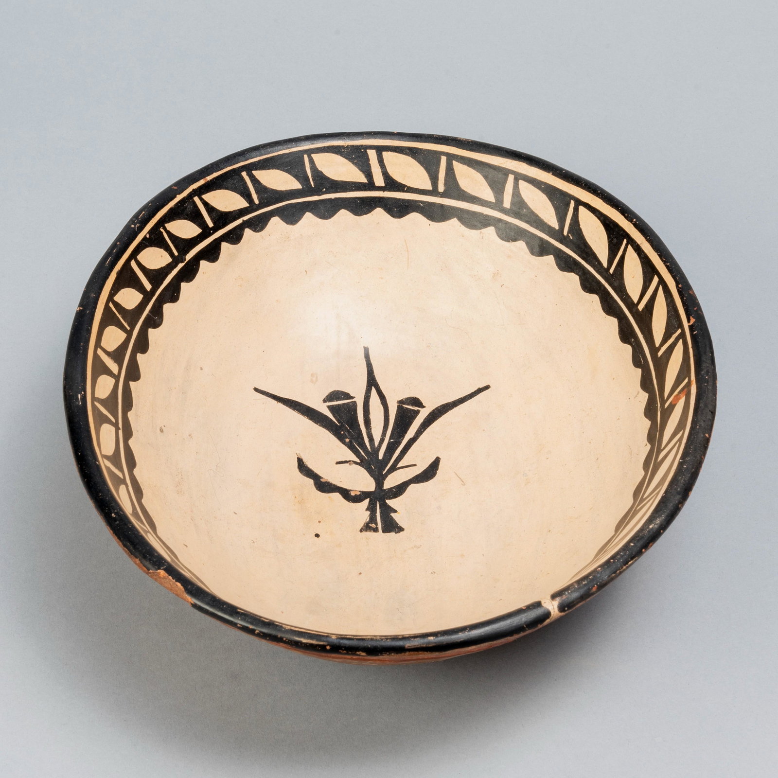 Large Cochiti Oval-Shaped Bowl c.1890s: Large Cochiti Oval-Shaped Bowl c.1890s fired clay, pigments 3 x 9 5/8 x 11 3/4 in. (7.62 x 24.45 x 29.85 cm.) Private Collection, New Mexico