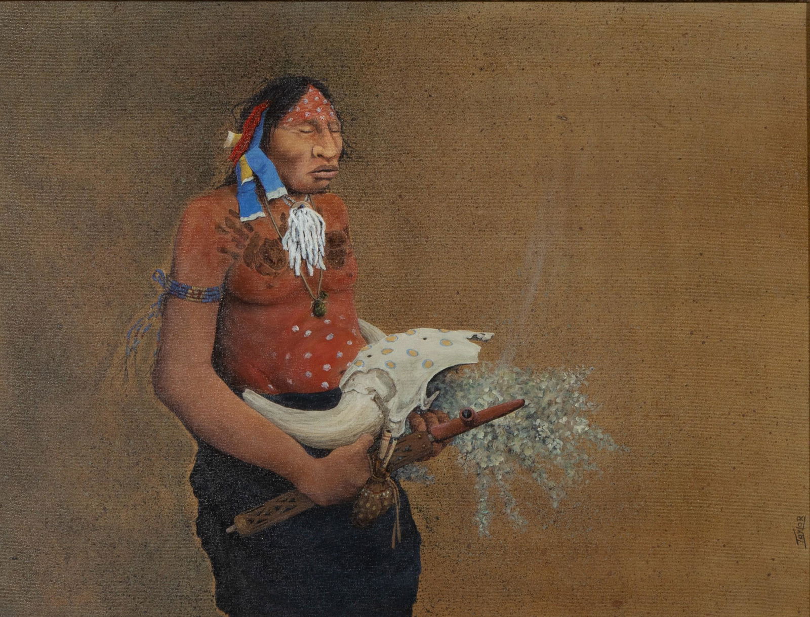 Robert Lee Taylor, Inhale His Dreaming Breath, The Final Mystery Is Oneself, 1996: Robert Lee Taylor(b. 1951)Inhale His Dreaming Breath, The Final Mystery Is Oneself, 1996oil on canvassigned lower right: TAYLORinscribed verso: ?Inhale His Dreaming Breath, The Final Mystery Is Onesel