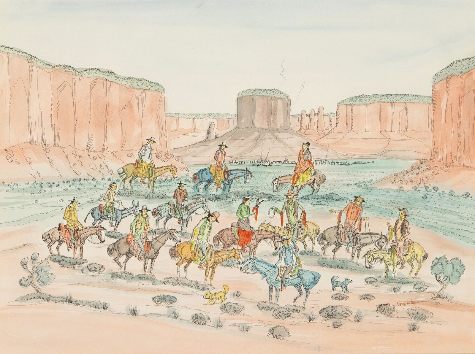 Andy Van Tsinajinnie, Untitled (Horse Riders) (1 of 2)