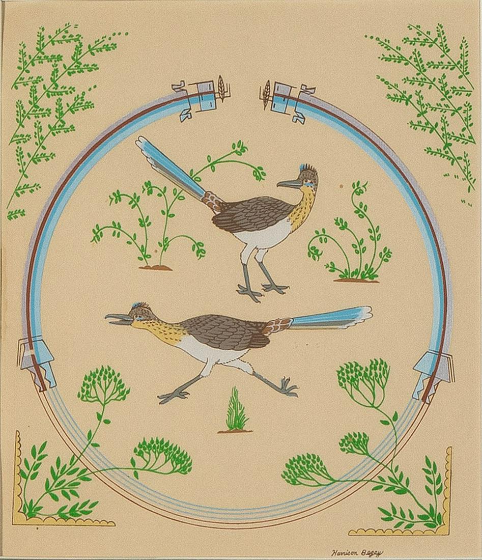 Harrison Begay [Haskay Yahne Yah], Untitled (Two Roadrunners) (1 of 2)