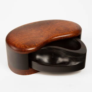 After Richard Rothbard, A Rosewood + Ebony Box: After Richard Rothbard (b. 1940) A Rosewood + Ebony Box with Drawer rosewood and ebony 3 3/4 x 9 1/8 x 6 1/4 in. (9.53 x 23.18 x 15.88 cm.) The Georgia and Charles Loloma Collection