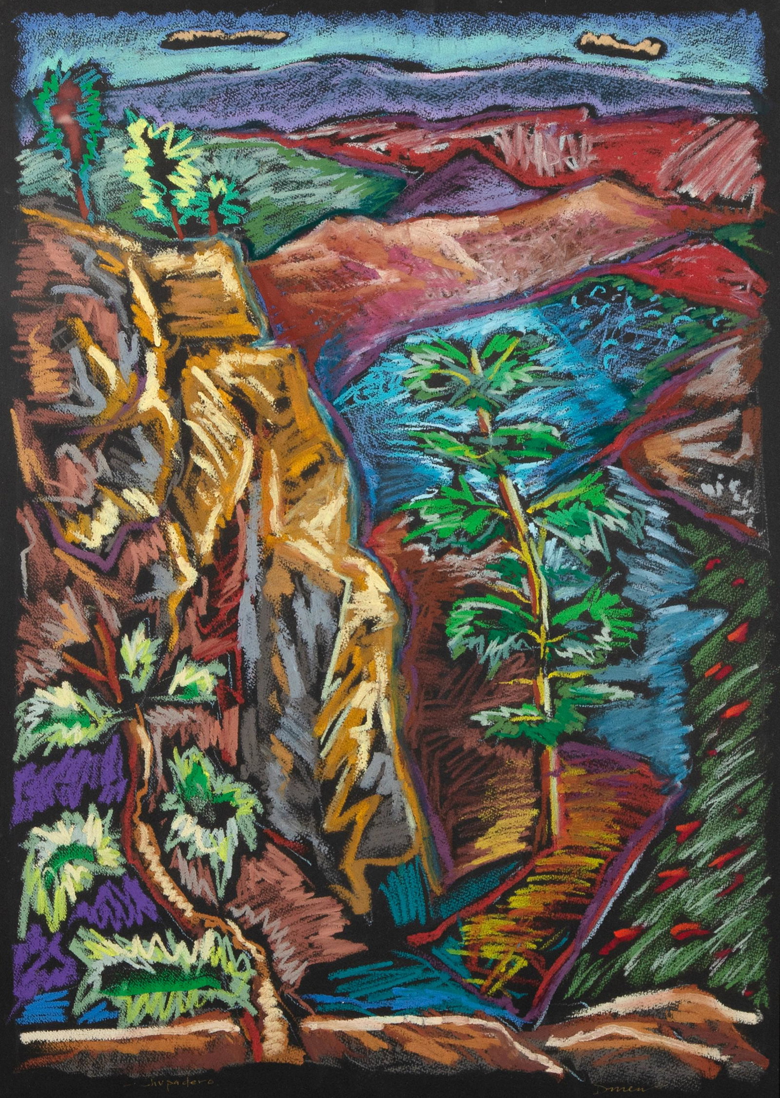 Darren Vigil Gray, Untitled (Landscape): Darren Vigil Gray(b. 1959)Untitled (Landscape)pastel on papersigned lower left: Shupaderosigned lower right: Darren28 1/2 x 20 in. (72.39 x 50.80 cm.), Frame: 34 5/8 x 26 1/8 in. (87.95 x 66.36 cm.) <