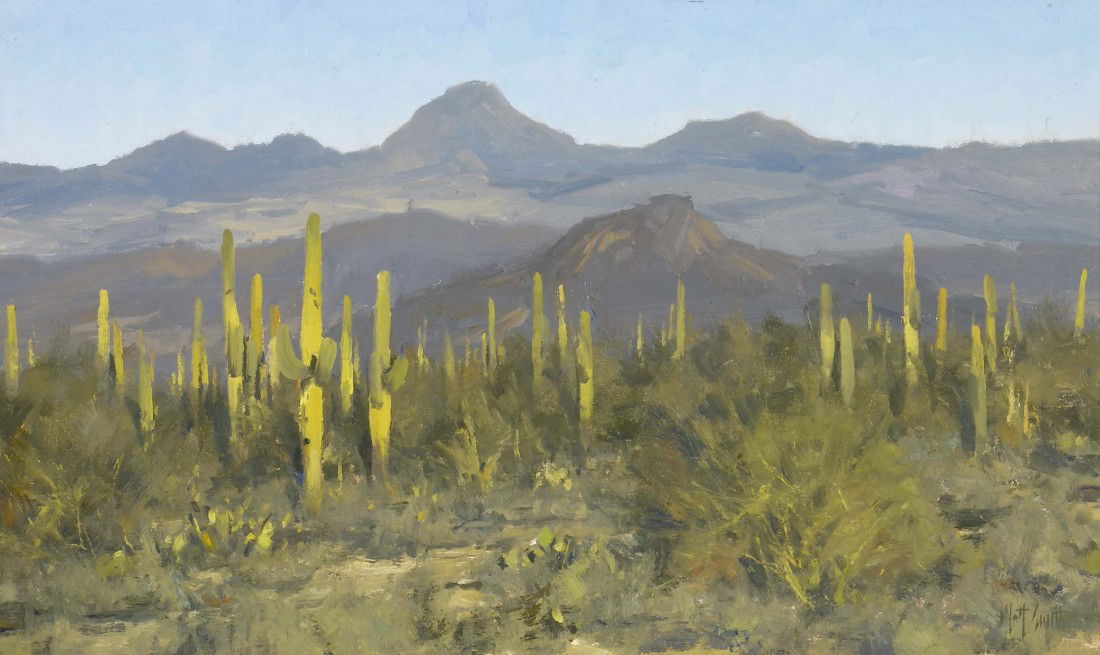 MATT SMITH, Tonto Forest Vista, 2004: Matt Smith, (b. 1960), oil on board, 12 x 20 inches (actual), signed lower right, Matt Smith, signed, dated and titled verso: Matt Smith 2004 © / OIL - 12" x 20" / "TONTO FOREST VISTA", Private Colle