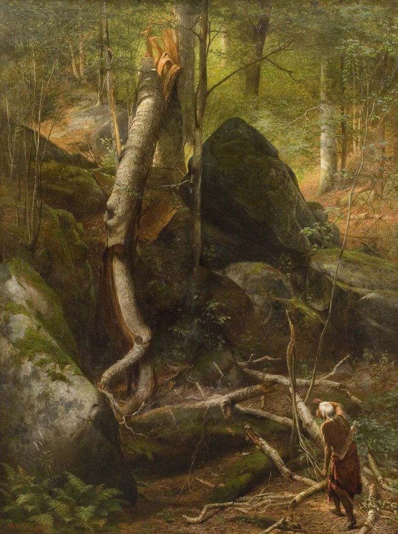 WILLIAM HOLBROOK BEARD, The Fallen Landmark, 1872: William Holbrook Beard, (1825-1900), oil on canvas, 47 1/4 x 36 1/4 inches, signed and dated lower left, WH Beard / 1872, Private Collection, NM