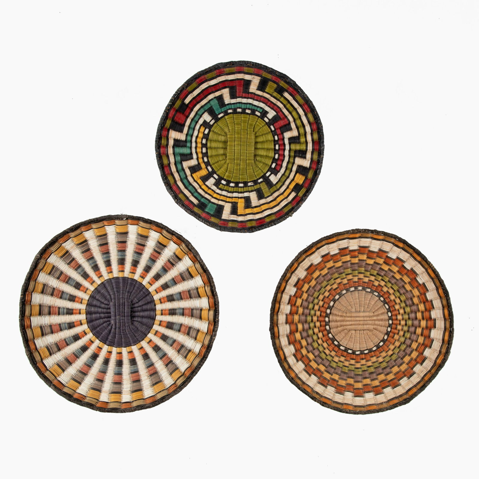 Hopi, Third Mesa, Group of Three Wicker Plaques, ca. 1960s (1 of 2)