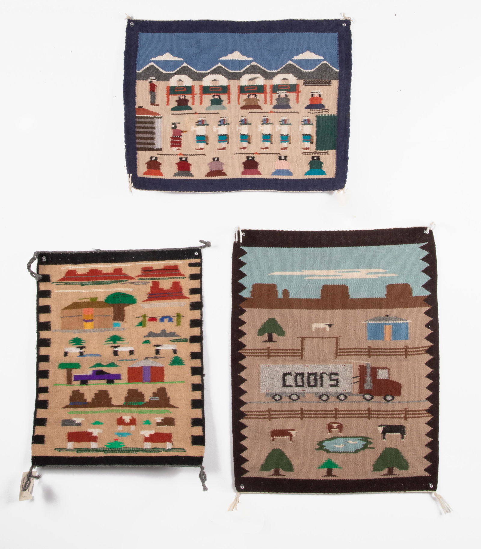 Dine [Navajo], Group of Three Pictorial Textiles, ca. 1980s (1 of 2)