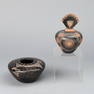 Santa Clara, Pair of Blackware and Sienna Sgraffito Pots