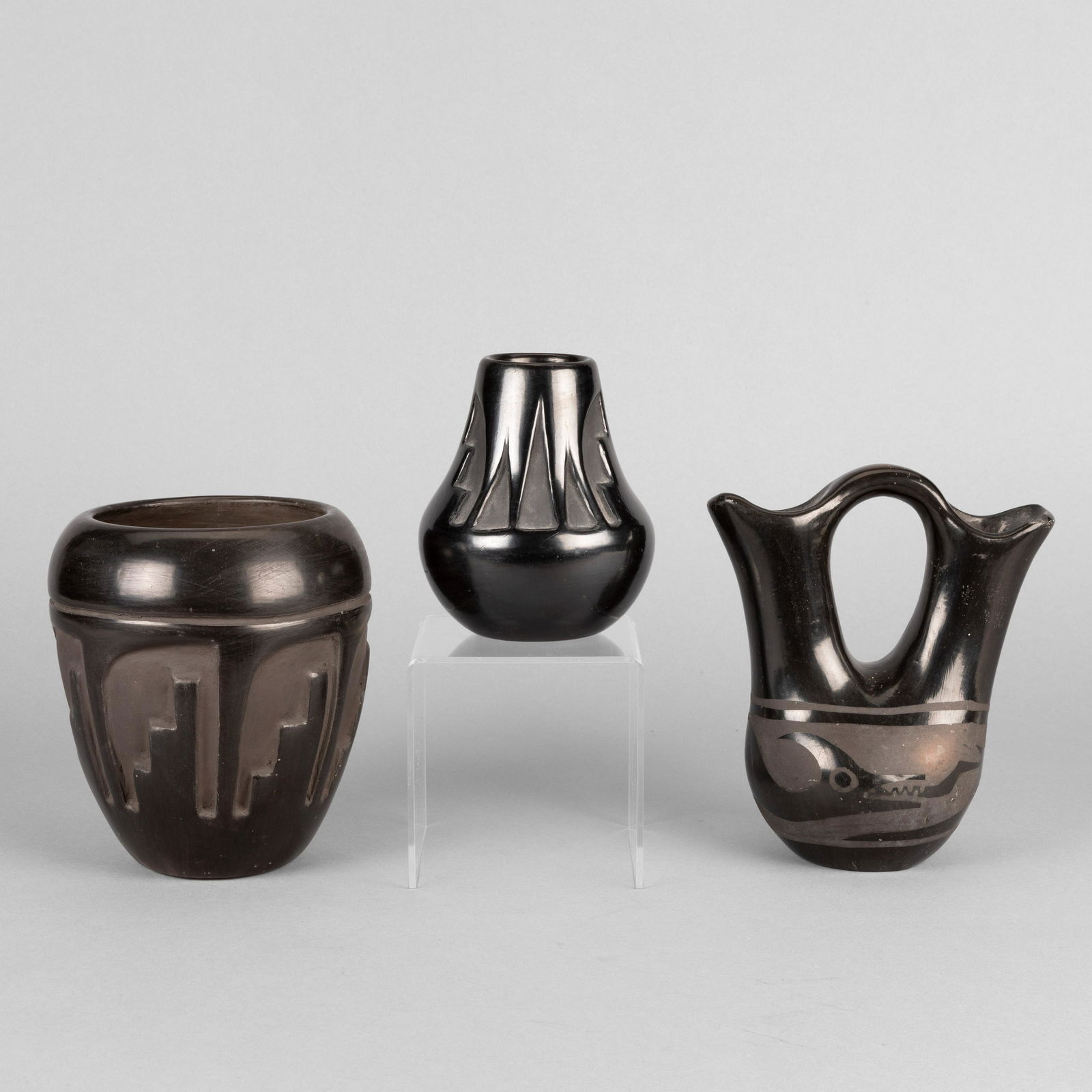 Santa Clara, Group of Three Blackware Vessels (1 of 3)