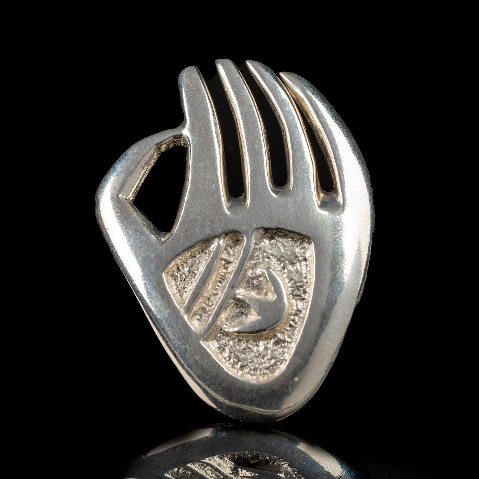 Charles Loloma + Pierre Touraine, Large Silver Badger Paw Ring (1 of 3)