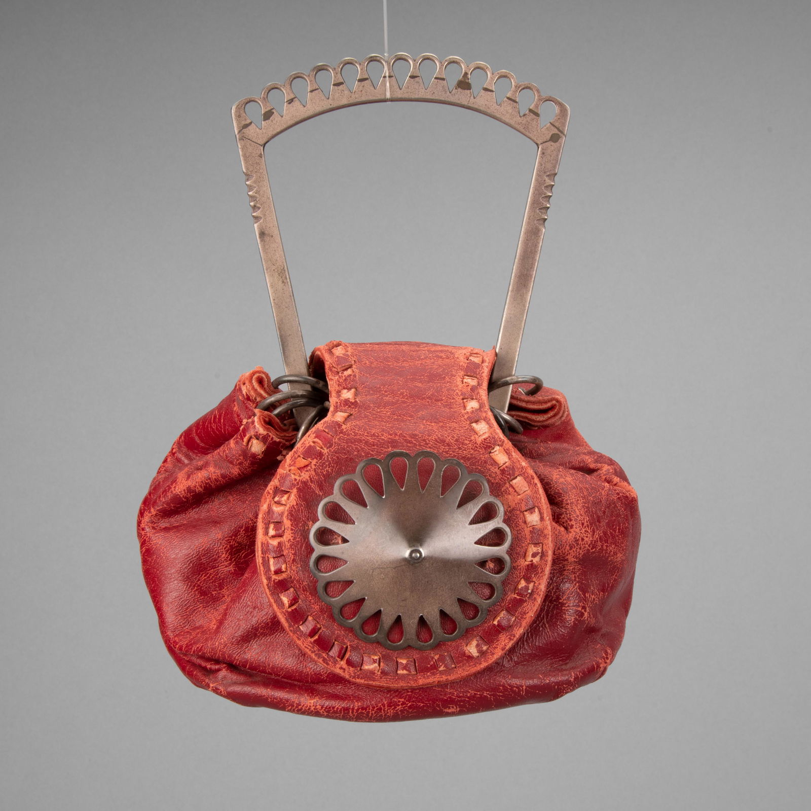 Lloyd Kiva New + Kenneth Begay, Leather Clutch with Silver Medallion (1 of 2)