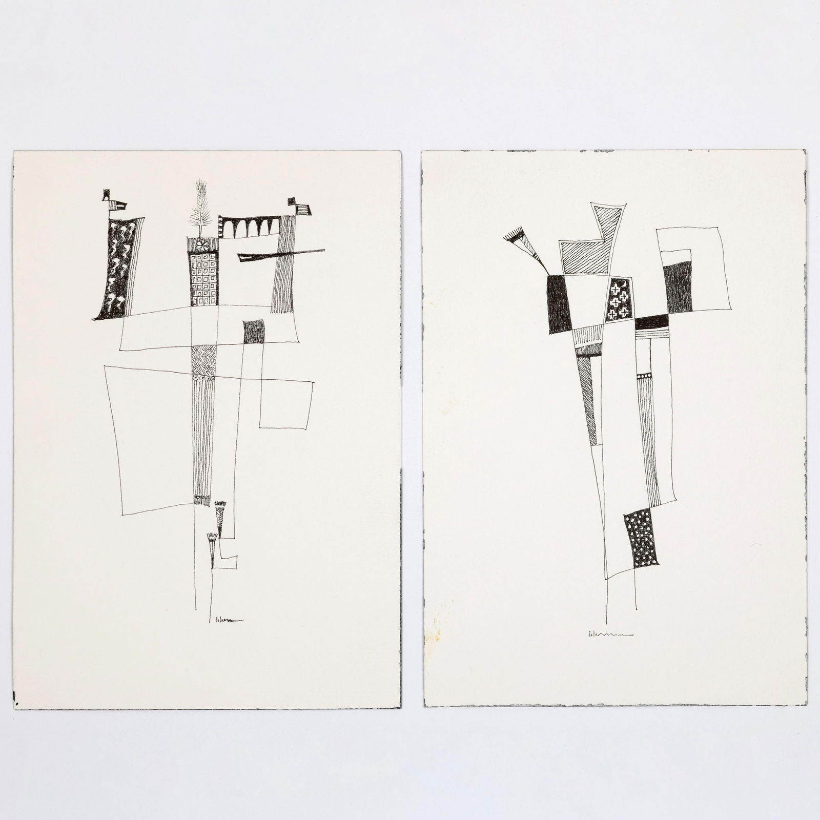 Charles Loloma, Pair of Abstract Drawings (1 of 2)