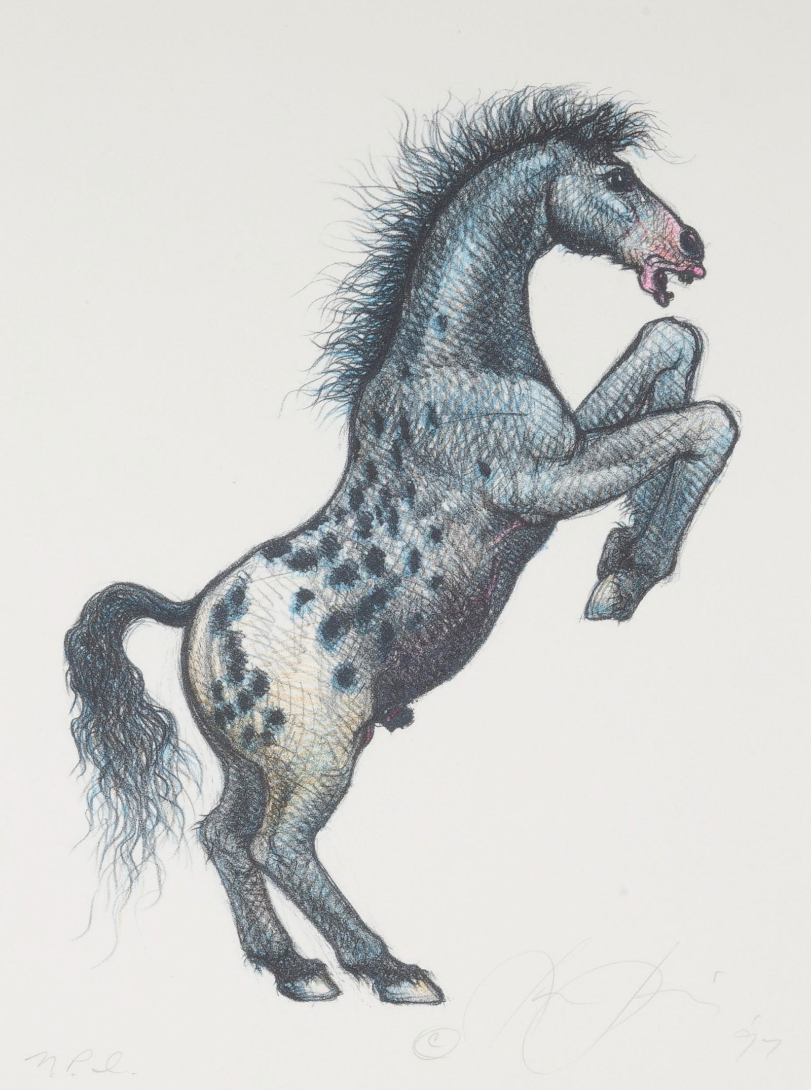 Luis Jimenez, Study for Denver Mustang, 1997: Luis Jimenez(1940 - 2006)Study for Denver Mustang, 1997lithograph on Summerset Satin, Naravisa Press Impressioneditioned in graphite lower left: N.P.I.signed and dated lower right: © Luis Jimenez '97