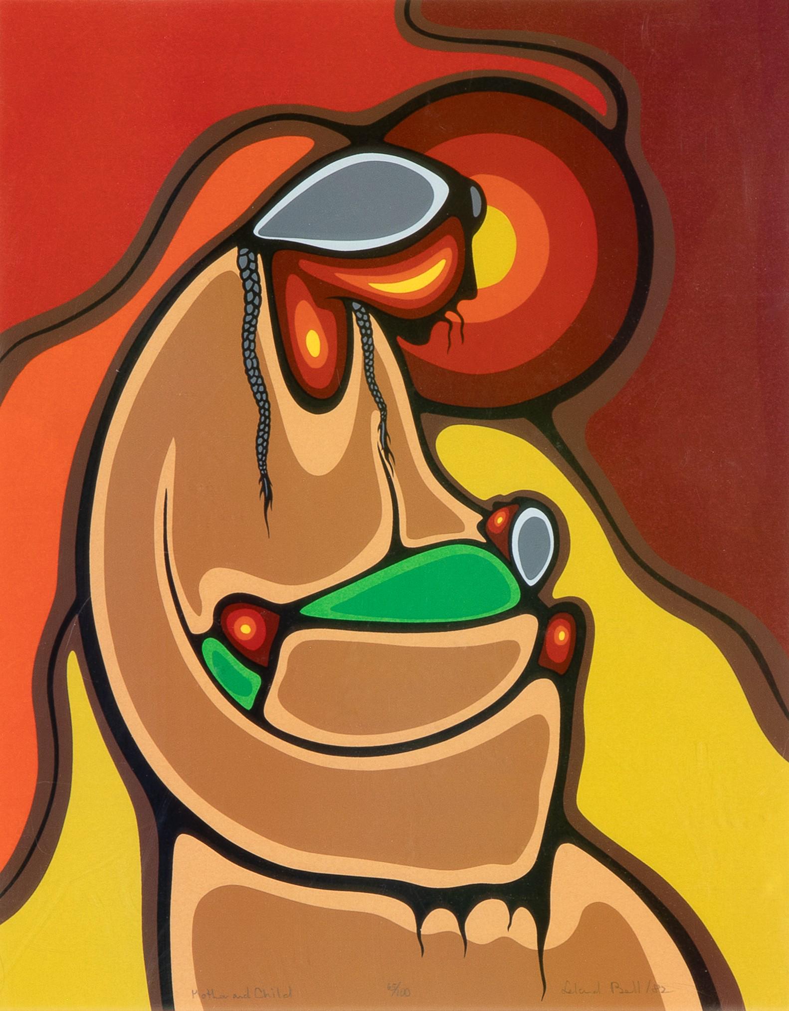 Leland Bell, Mother and Child, 1982: Leland Bell(b. 1953)Mother and Child, 1982serigraph, edition 65 of 100titled lower left: Mother and Childeditioned lower center: 65/100signed and dated lower right: Leland Bell / 8218 3/8 x 14 1