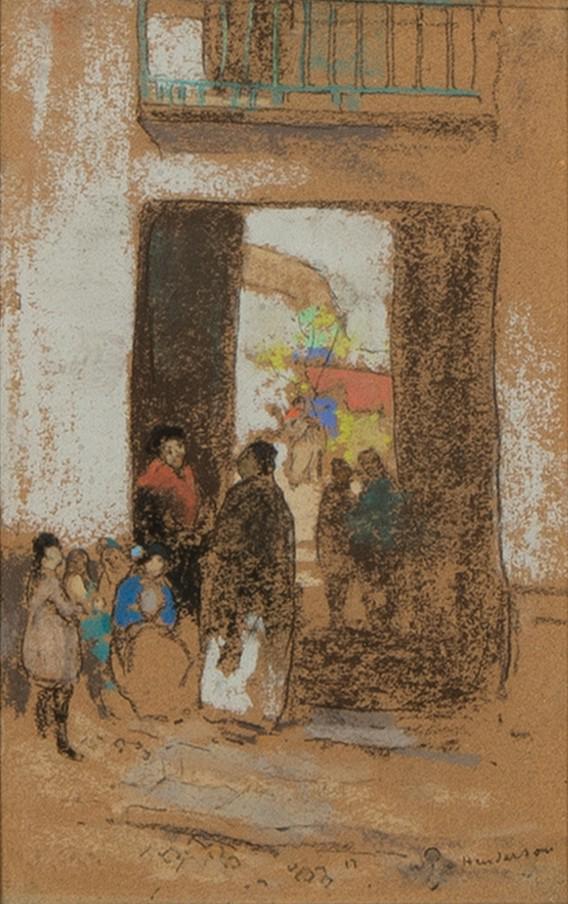William Penhallow Henderson, Gypsy Quarter, Seville, Spain: William Penhallow Henderson(1877 - 1943)Gypsy Quarter, Seville, Spainpastel on papersigned lower right: W P Henderson9 1/4 x 6 1/4 in. (23.50 x 15.88 cm.), Frame: 14 3/4 x 12 x 1 1/8 in. (37.47 x 30.4