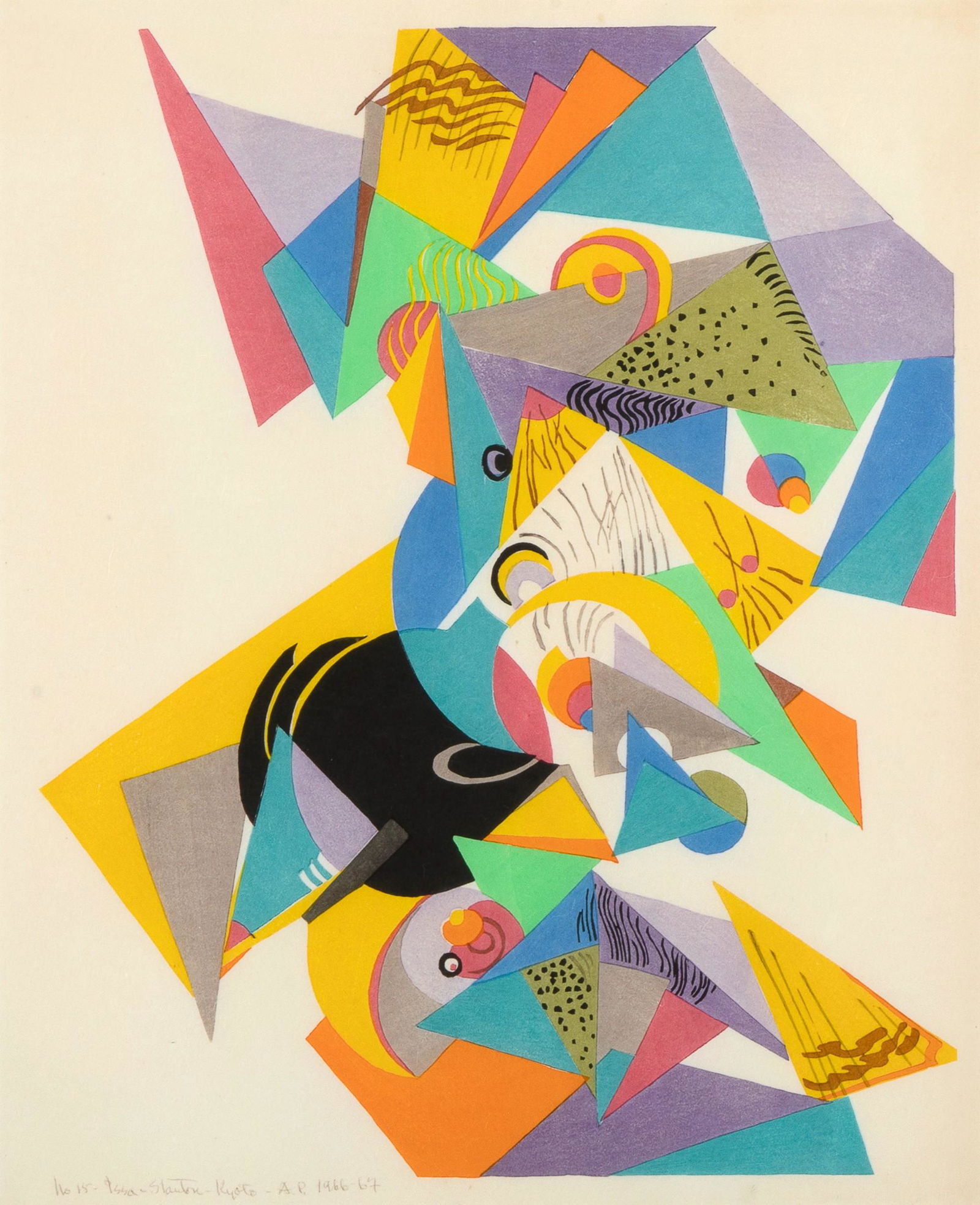 Stanton MacDonald-Wright, Oh Flying Butterfly I Feel Myself a Creature of Dust, 1966-67: Stanton MacDonald-Wright(1890 - 1973)Oh Flying Butterfly I Feel Myself a Creature of Dust, 1966-67color woodcut, Artist's Proofsigned, editioned, and dated lower left: No. 15 - Issa - StanTon - Kyoto